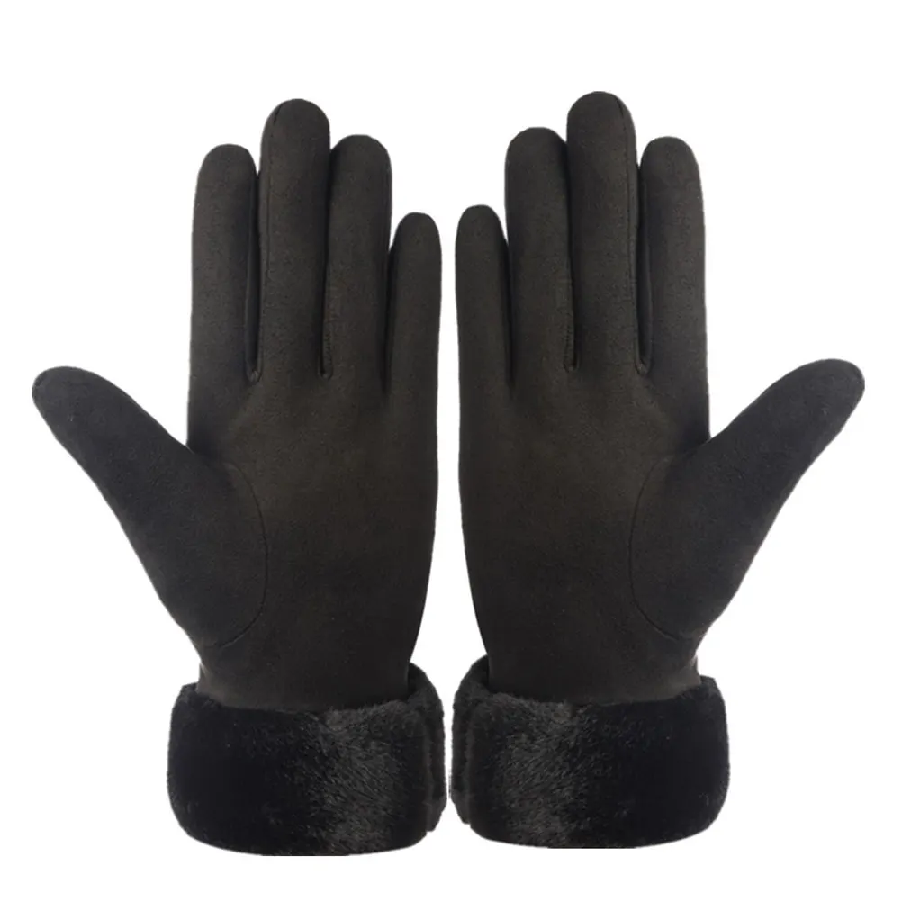 

1 пара черных теплых перчаток для женщин, модные перчатки, совместимые с сенсорными экранами, уютные, легкие, идеально подходят для поездок в холодную погоду.