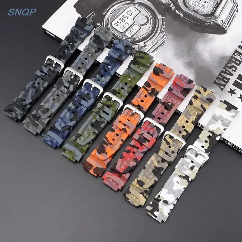 Strap for Casio AQ-S810W Rubber Watch Band AE-1000W AE-1200/1300 SGW-300 Camouflage Silicone Wrist Bracelet Accessories 18mm