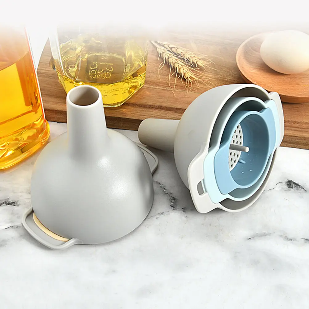 

Набор из 2 пластиковых вложенных воронок для кухни, разных размеров, с съемным фильтром-сеткой для масла, алкоголя, жидкостей и порошков, инструмент для переливания