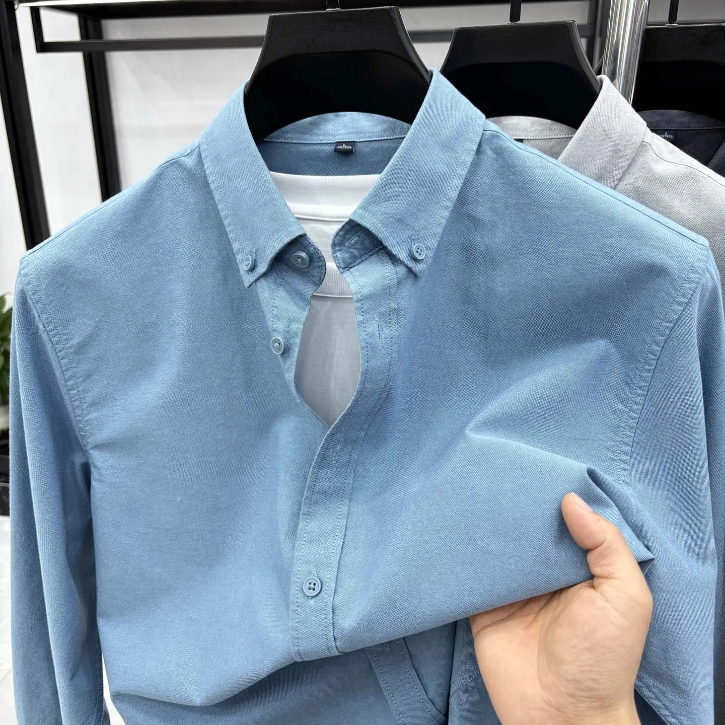 

2026 Spring Men Cotton Clothes Long Sleeve Classic Business Dress Shirt Male Breathable Simple Solid Cotton Tops Shirt