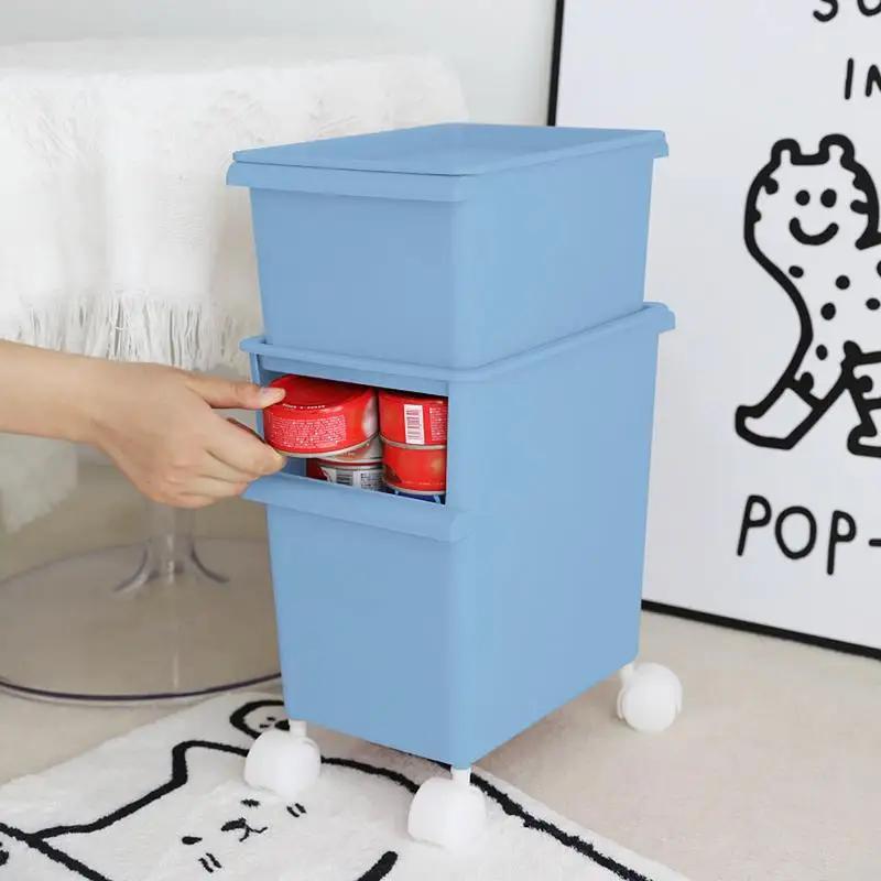 Pet Food Storage Container Cat Food Dispenser Pet Storage Bin Container Stackable Cat Dry Food Storage Box with Wheels for Cat
