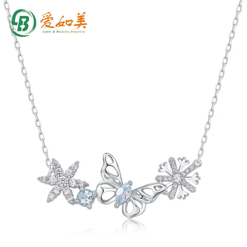 

Hollow Butterfly Necklace Japanese and Korean 18K Gold PT950 Platinum Silver Plated 7-Layer Gold Snowflake Necklace