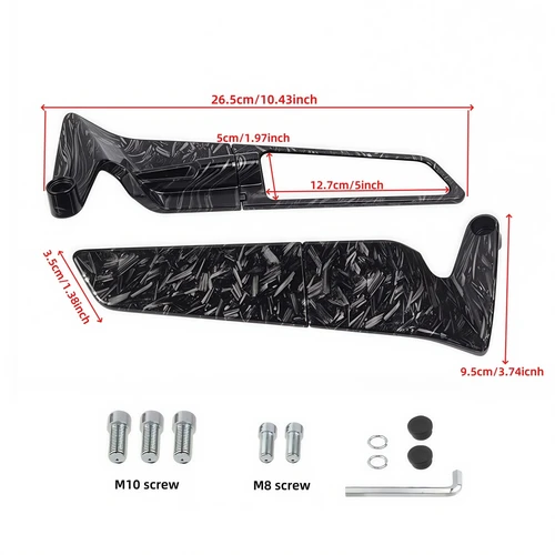 Imagen 2 del producto Espejo retrovisor modificado para motocicleta, espejo reflectante de transferencia de agua de ala fija, modelo universal, adecuado para todos los modelos de motocicletas/vehículos eléctricos