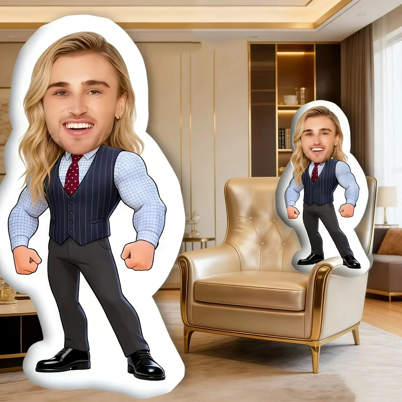 Custom Muscle Suit Body Pillow - Personalized Fun Home Decor, a Unique Gift for Friends or Spouses, Digitally Printed Plush Fabr