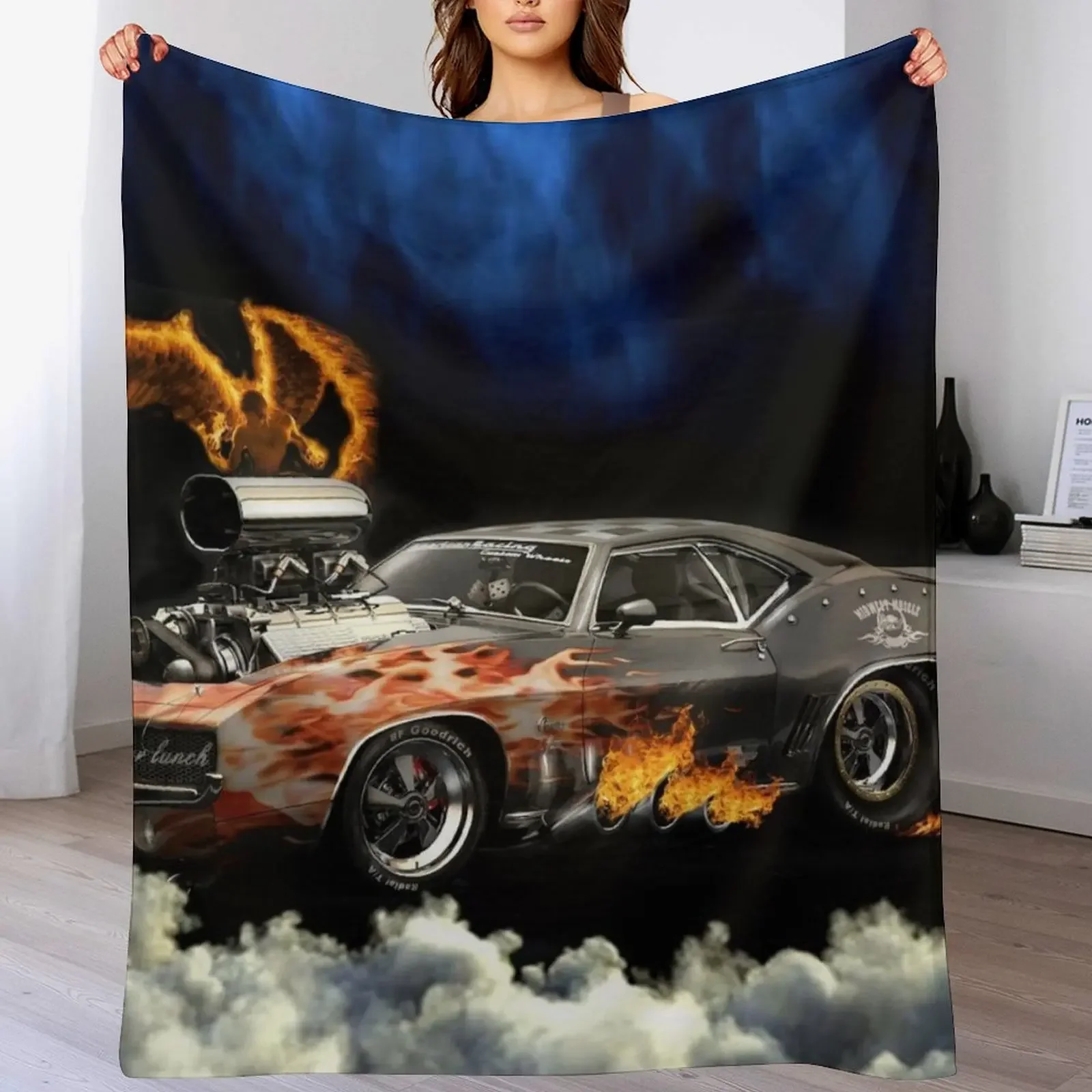 

MUSCLE CAR Throw Blanket Thermals For Travel Flannels Plaid Bed Fashionable Blankets