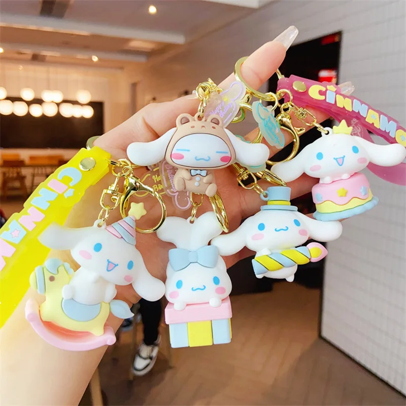 

Kawaii Sanrio Cinnamoroll Keychain Anime Cartoon Cake Cute Pvc Cinnamoroll Girl Backpack Car Key Toys Pendant Decor Kids Gift