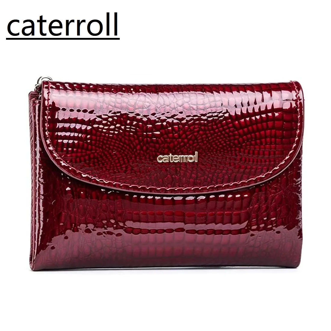 Magnetic Clasp Women Genuine Leather Purse Mini Alligator Pattern Card Holder Purse Short Cow Leather Clutch Bag with Gift Box