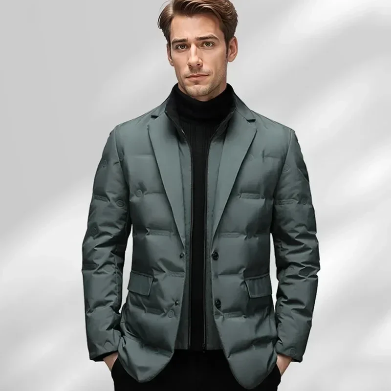 Winter Men Coldproof Windproof Down Jacket Suit Scarf Collar Simple Down Jacket  Popular High-end High Quality Male Clothing