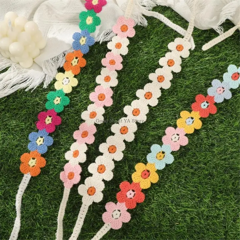 

French Country Knitted Floral Headbands Knitted Bandana For Women Beach Travel Hair Accessories