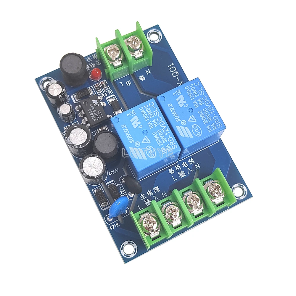 2 Channel Automatic Power Switch Module 220V 10A Dual Input Power-off Switcher Transfer Board Emergency Backup Power Supply