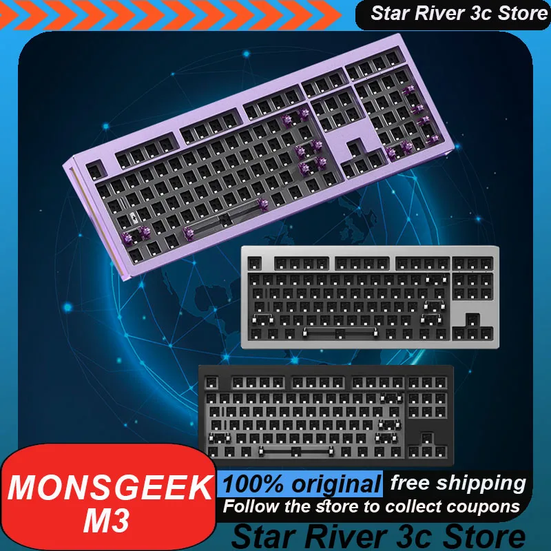 

Механическая клавиатура Monsgeek M3, полный комплект клавиш из алюминиевого сплава, 87 клавиш, поддержка горячей замены, Rgb Esports, аксессуары для игровой клавиатуры