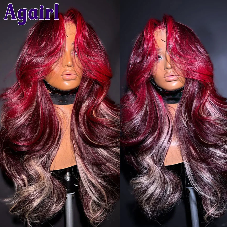 

200% Highlight Red with 613 Ready Go 6X4 Body Wave Lace Closure Wig Pre Plucked 13X6 13X4 Lace Frontal Human Hair Wigs for Women