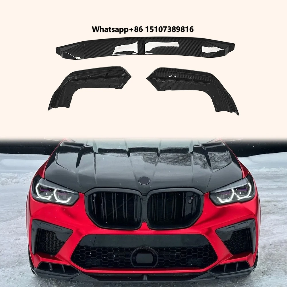 For X5M F95 19-26 Dry Carbon Fiber L Style Front Bumper Lip 3pcs