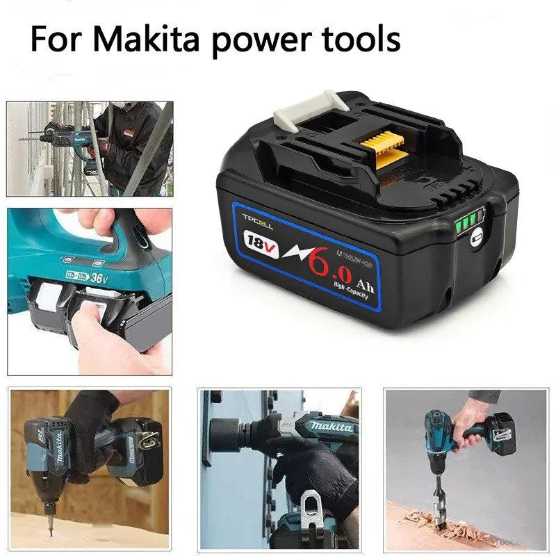 BL1860 6AH для аккумуляторной батареи Makita 18 В, замена литий-ионного аккумулятора LXT BL1850 BL1840 для отвертки 18 В с BMS TPCELL 18 В