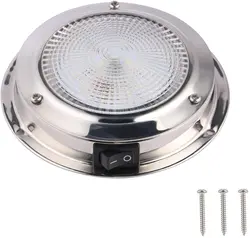 Acessórios para barco luz de cúpula marinha led luzes de cabine de barco branco com interruptor de aço inoxidável 3 polegadas para carro rv e campista