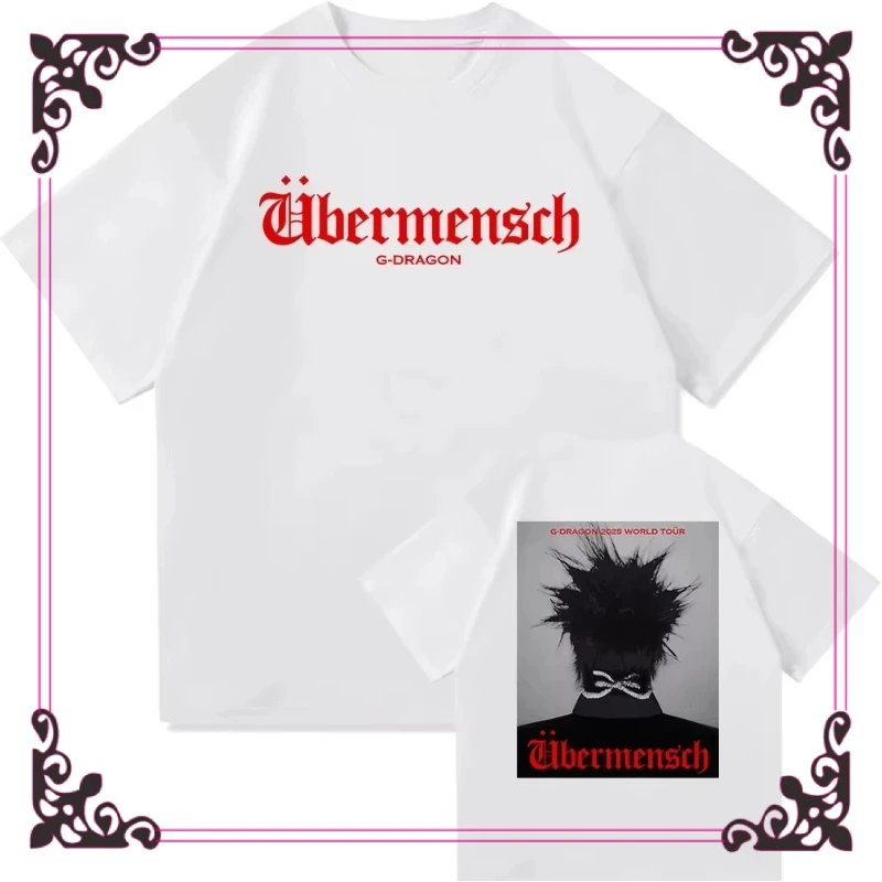 

G-Dragon Power Mench World Tour 2025 футболка для мужчин и женщин Harajuku эстетическая футболка в стиле хип-хоп высокого качества винтажные хлопковые футболки