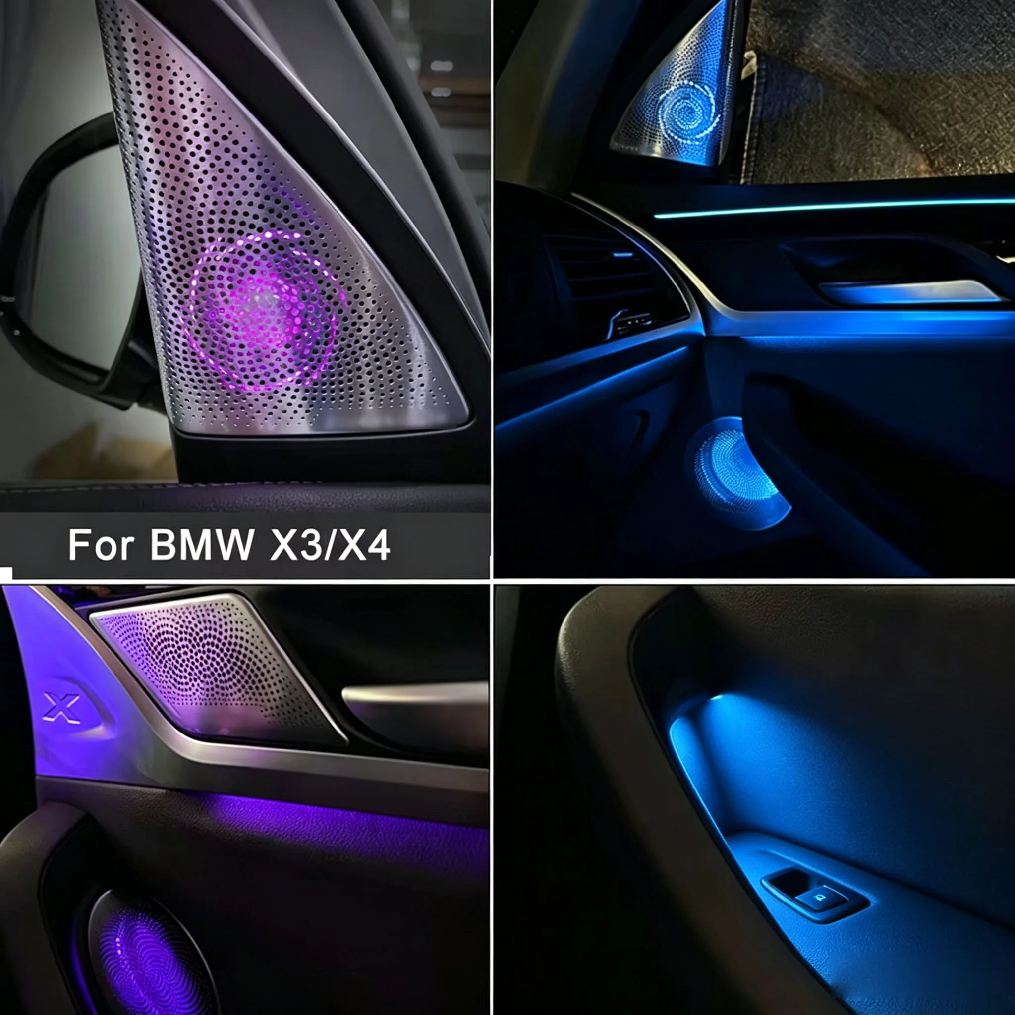 Autowellus 11 Colour Ambient Lights For New X3 IX3 X4 G01 G02 Car LED Speaker Cover Midrange Tweeter HiFi Music Stereo Horn