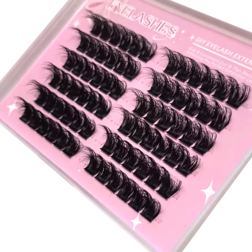 AMSDCN 10 filas de pestañas postizas negras de fibra 0.07mm extensión de pestañas postizas herramientas de belleza para ojos grandes 4