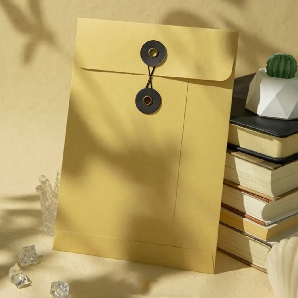

Kraft Paper Envelope with Button String Tie Winding Ticket File Documents Bag Letter Photos Journal Storage Budget Envelopes