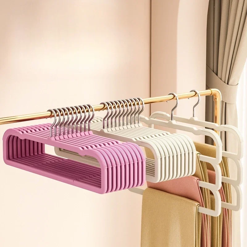 Beige/Pink Slim Space Saving Hangers,10 Pack Anti-Slip Lightweight Clothes Hanger for Jean Scarf,Durable PP Wardrobe Organizer