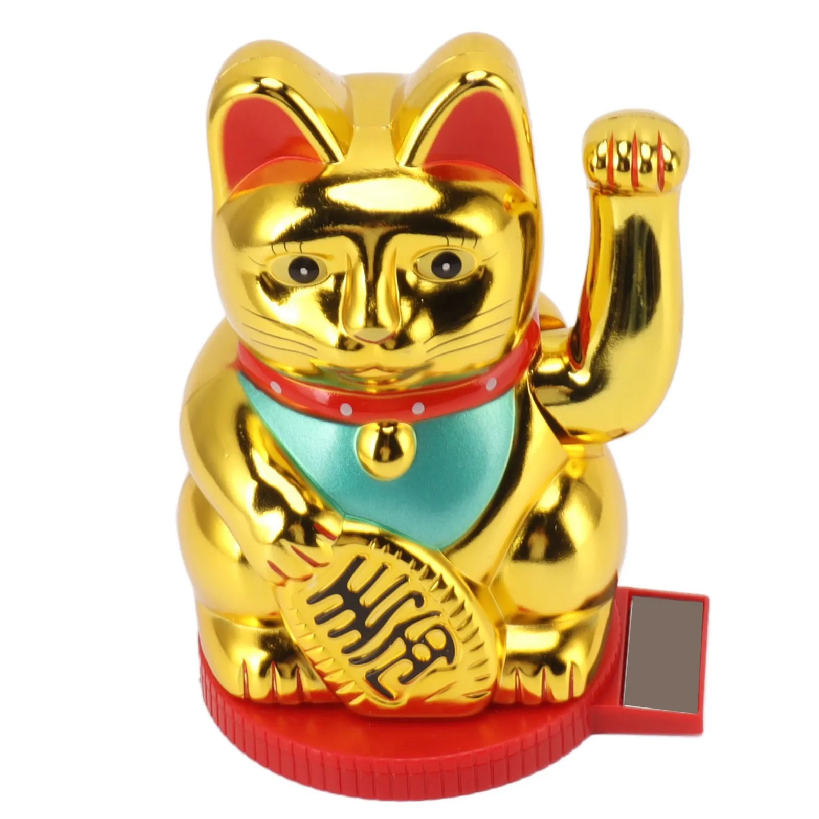 

Waving Arm Lucky Cat Solar Powered Light Sensing Rotatable Base Bring Wealth Good Luck 5 Inch Fortune Cat Decoration White