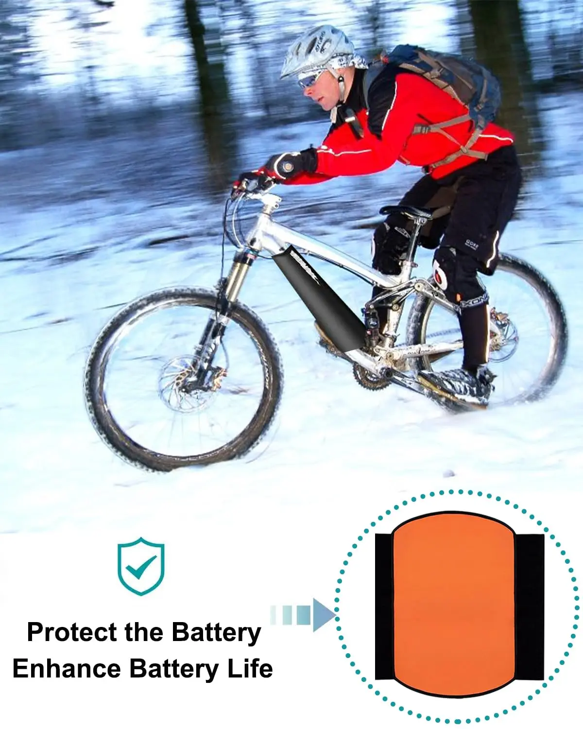 DOMEN E-Bike Batterie Schutzhülle Fahrrad Rahmen Batterie Anti Kälte Und Reflektierende Staubdichte Schutzhülle Fahrrad Zubehör – Detail 5