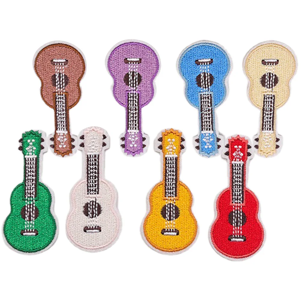 

8Pcs Guitar Patches Embroidered Applique for Clothes Coat Bag Jackets DIY Sewing Supplies Musical Instrument Decor