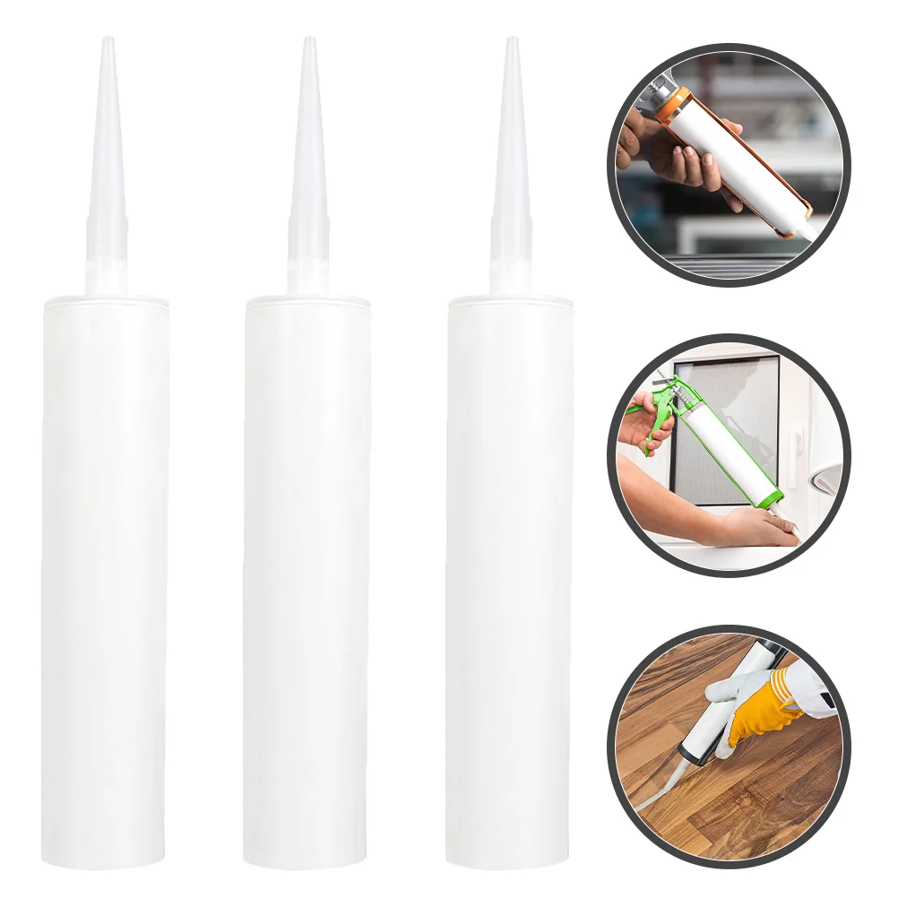 

3 Pcs Empty Hose Caulking Tubes Sealant White Out Tape Expand Fillable Plastic Reusable