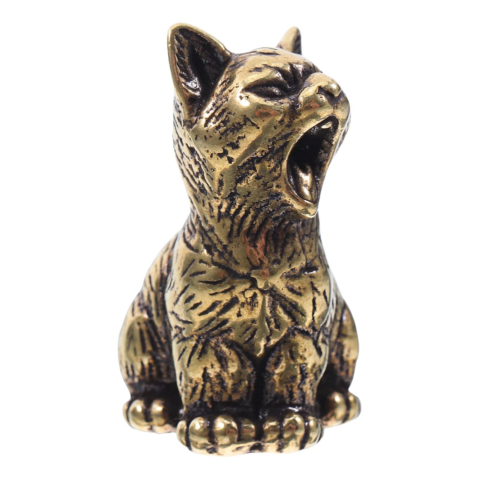 

Brass Mini Cat Hanging Decor Vintage Lifelike Animal Statue Keychain Bag Charm Pendant for Home Office Decoration Cat Lovers