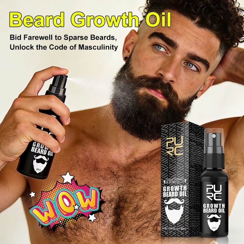 

PURC Beard Growth Oil Fast Hair Growth Stimulates Follicles Thicker Fuller Beard Care Products for Men