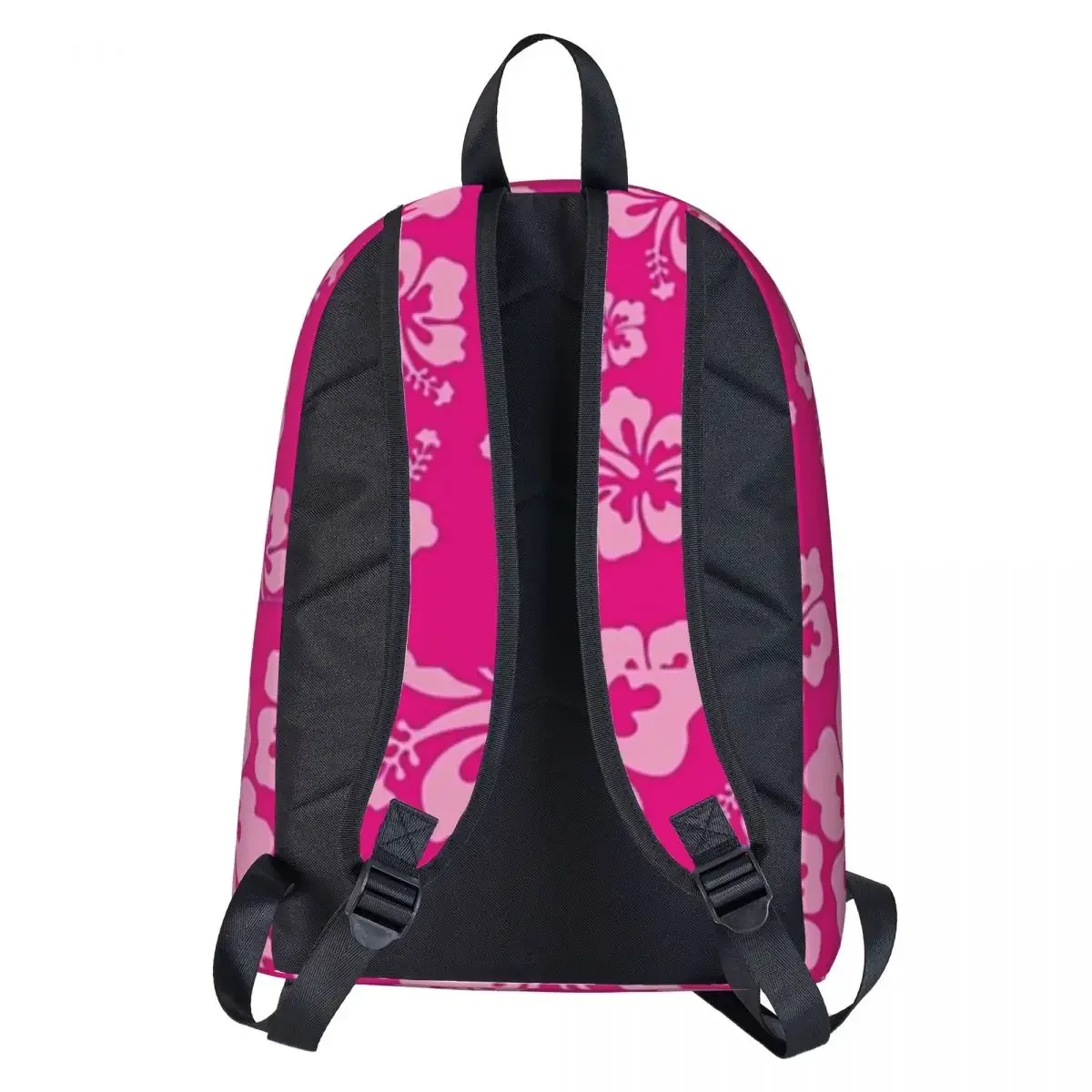 Tropical Hot Pink Hibiscus Flower Floral Pattern Hawaiian Print Backpacks Bookbag School Bag Travel Rucksack Shoulder Bag