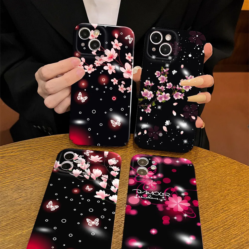 New Design Hard Case For Samsung S23 Ultra 5G S22 Plus Flowers Pattern Shockproof Gloss Phone Cover For Galaxy S20 S21 FE Cases