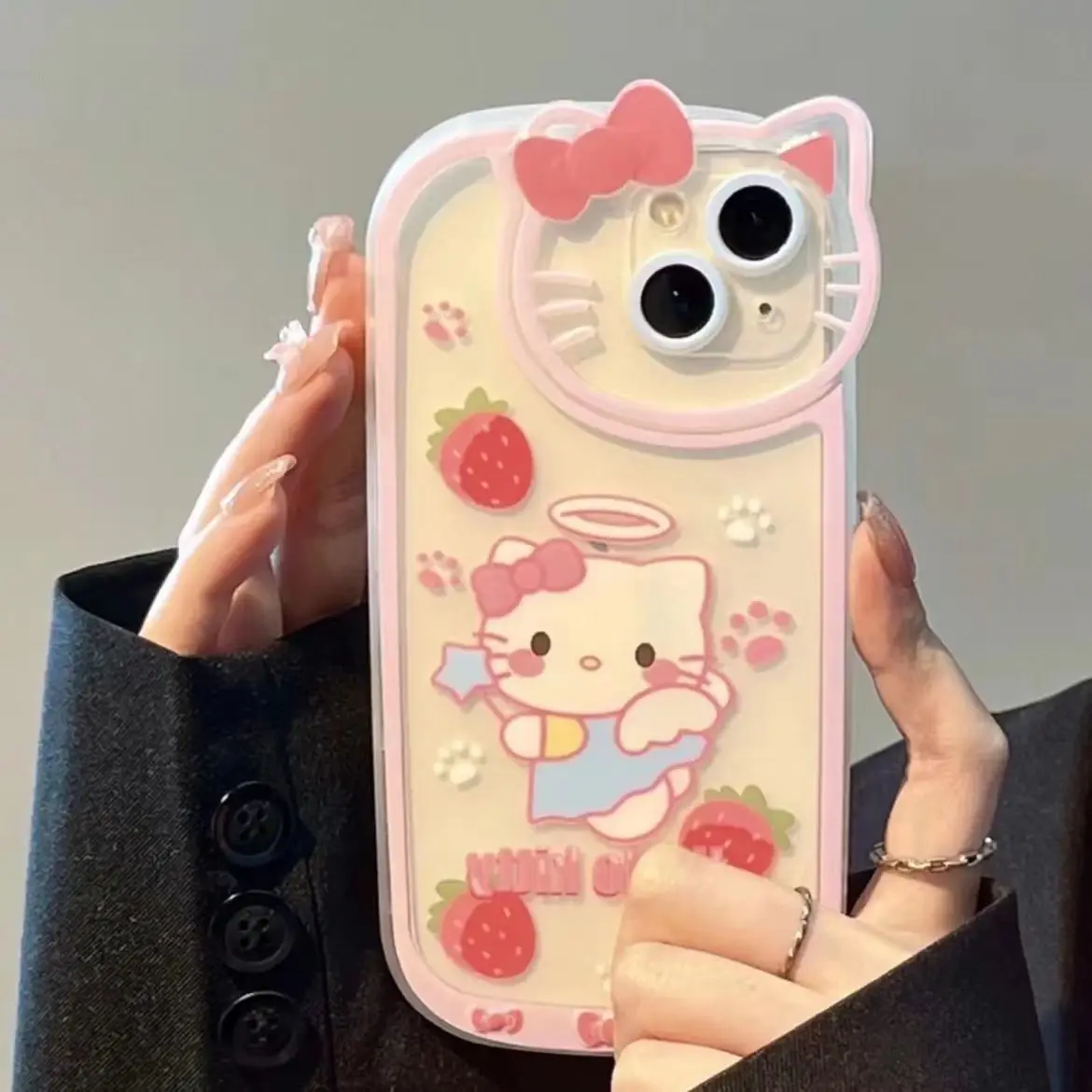 NEW Sanrio Hello Kitty Transparent Cases For iPhone 15 14 13 11 12 Pro Max X XS XR 8 Plus Cartoon Cute Soft Shockproof Cover Y2K