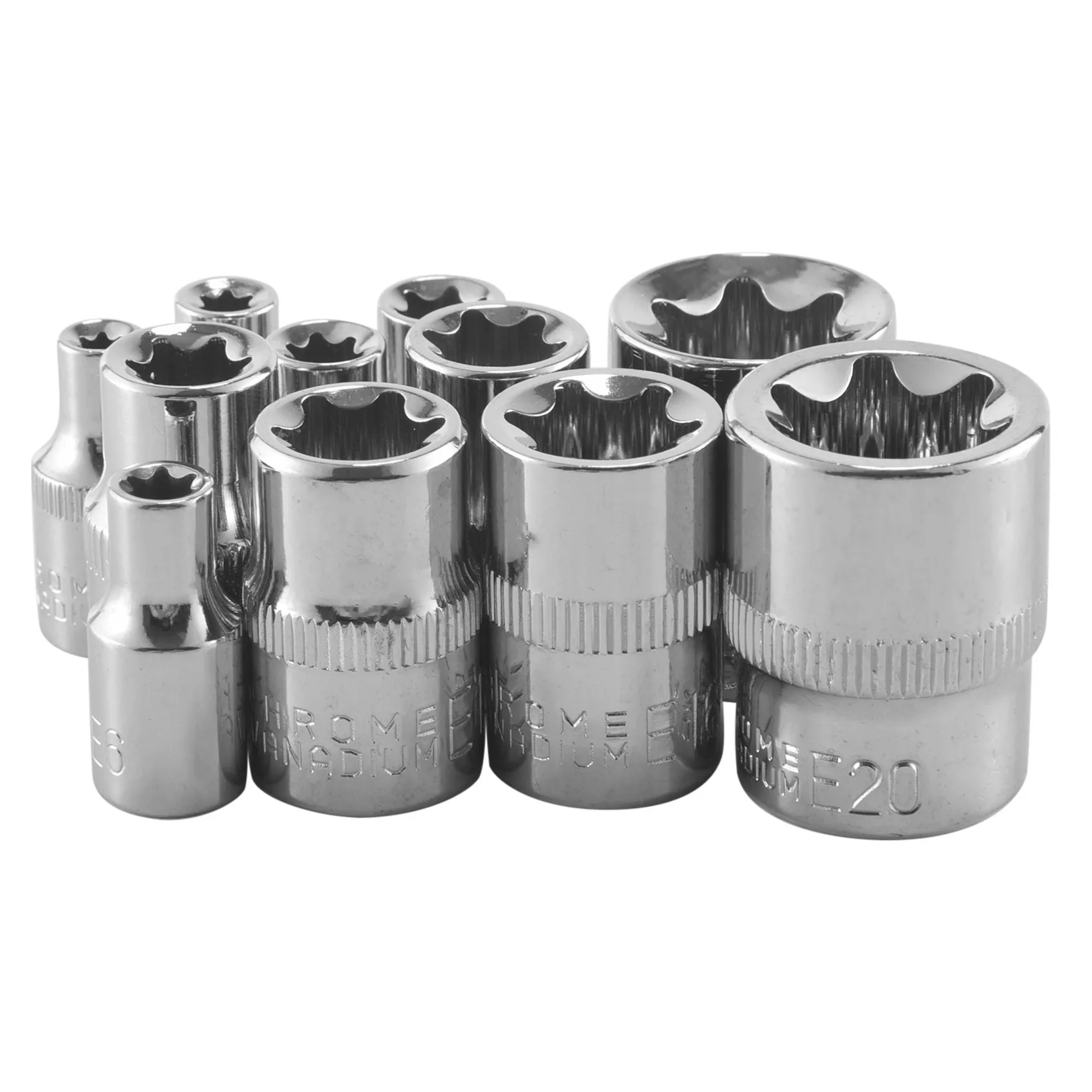 AEE5-11Pc Juego de enchufes de estrella Torx hembra E Rail E4 - E20 Juego de enchufes de torsión de estrella externa