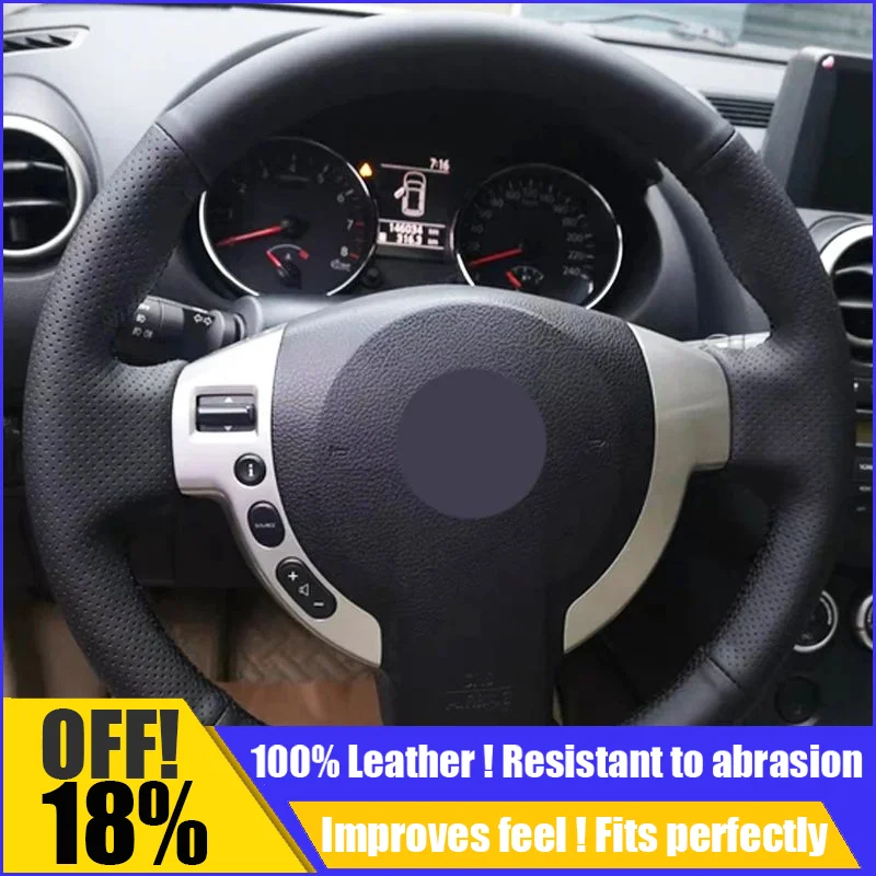 

Leather Car Steering Wheel Cover Fit For Nissan QASHQAI X-Trail NV200 Rogue Hand Sewing Custom Diy Auto Car Accessories