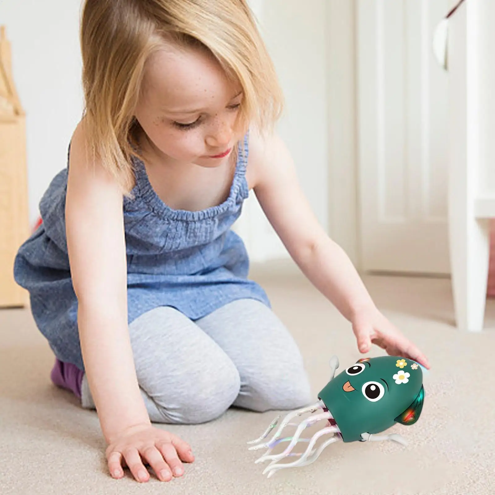 Jouet poulpe dansant, évite automatiquement, poulpe Musical rampant, Robot électrique Rechargeable par USB avec lumières LED et musique pour la maison