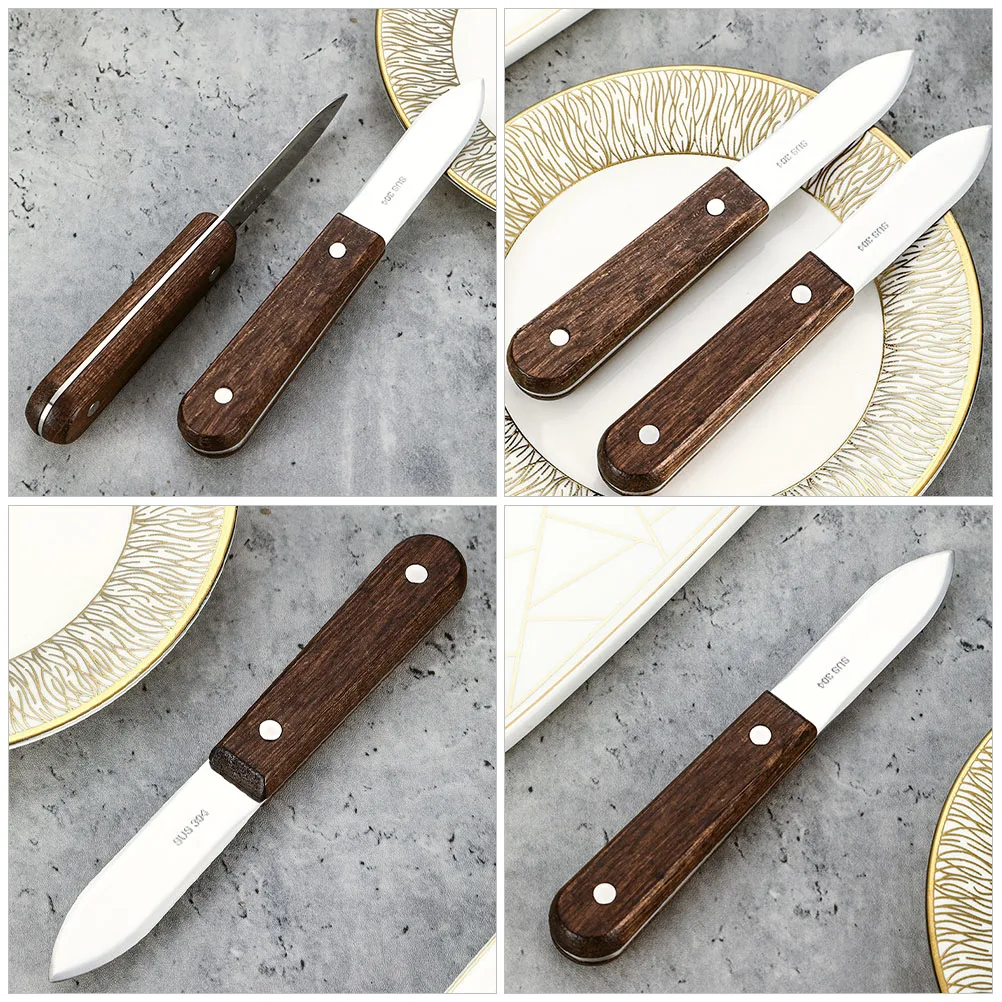 

2 Pcs Oyster Knife Metal Clam Opener Thicken Household Shucker Kitchen Walnut Scallop