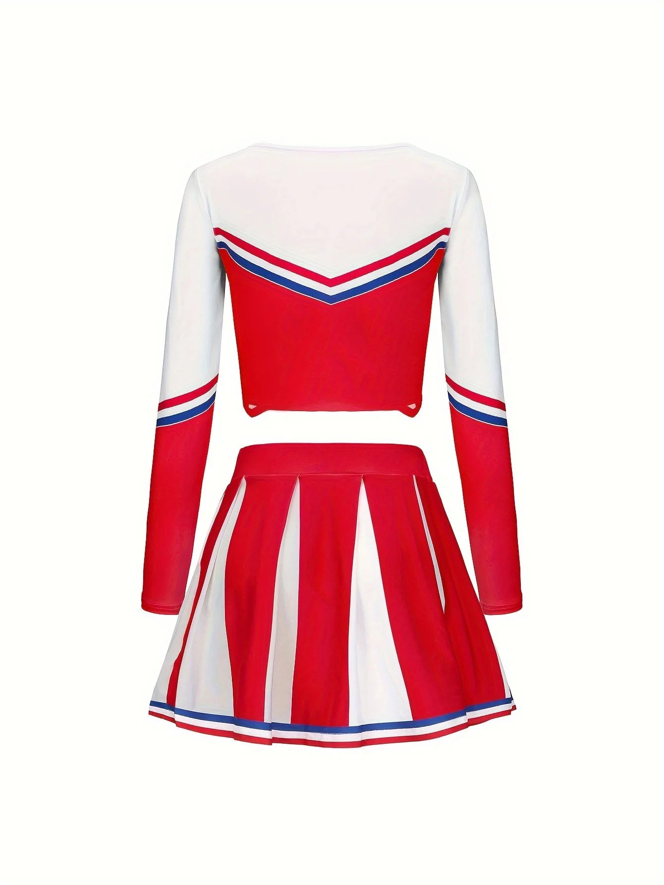 Girls Cheerleading Red Long Sleeved Skirt set Cute Sports Children's Pom-poms Performance Party Clothing Back To School Season