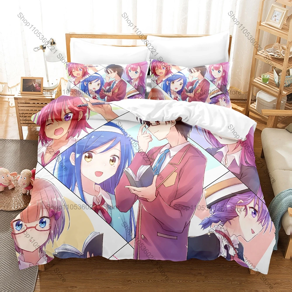 Anime We Never Learn Themed Bedding 3 Pcs Cozy Quilt Cover Pillow Case Skin-Friendly Bed Set for Teens Daily Use