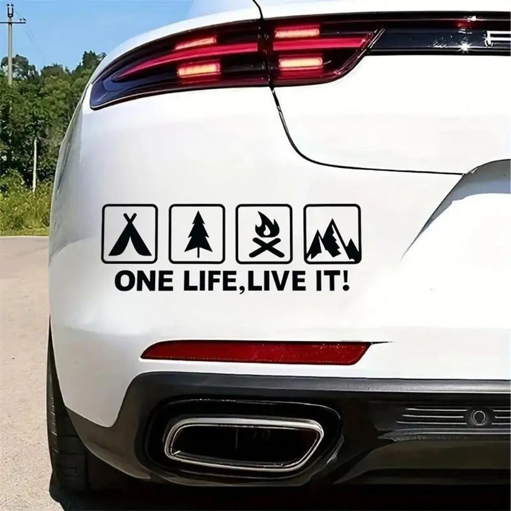 

One Life Live It Camping Outdoor Enthusiast Car Sticker Wild Survival Quadruple Decal For Vehicle Auto Window Tail Body