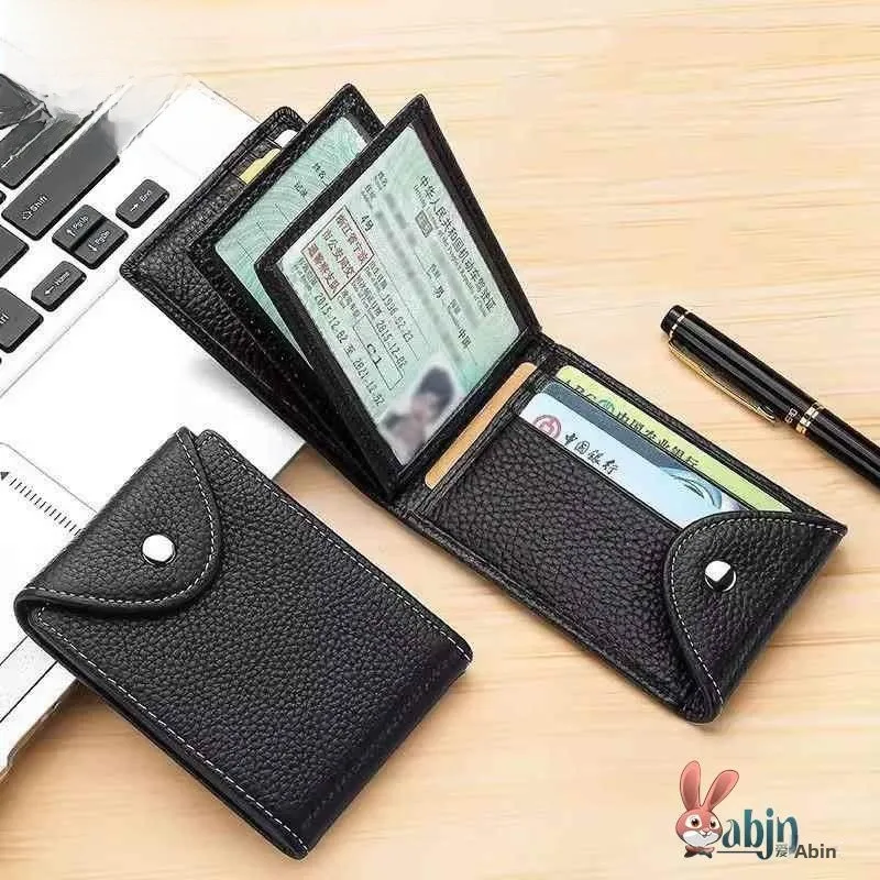

Soft Leather Driving License Wallet Men's Card Holder Two-In-One Car License Protection Cover Sli Functional Bag