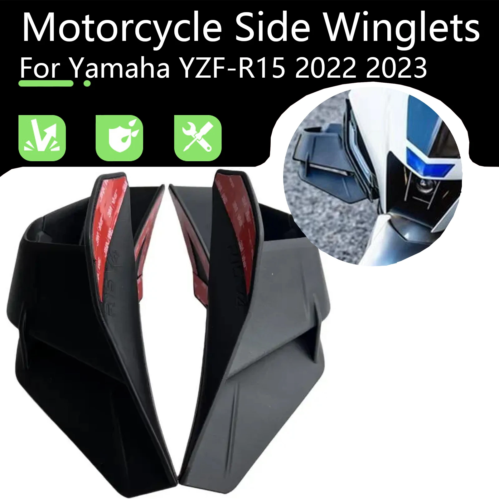 Alerones Laterales para Motocicleta Yamaha YZF-R15 2022 2023, Alerones Fijos, Alerones Aerodinámicos Laterales, Accesorios para Carenado