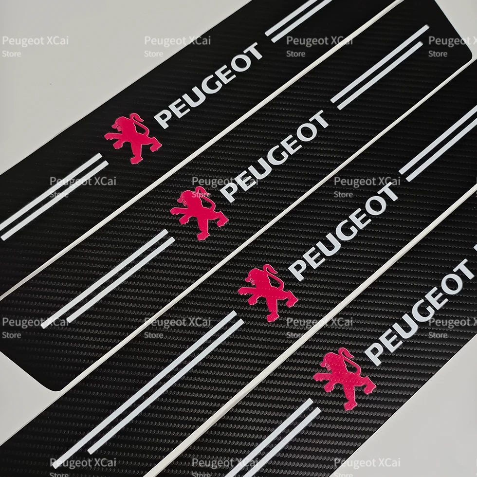 Car Logo Door Carbon Fiber Sill Protector Stickers For for Peugeot 2008 3008 4008 206 207 301 307 308 408 508 Interior Mouldings