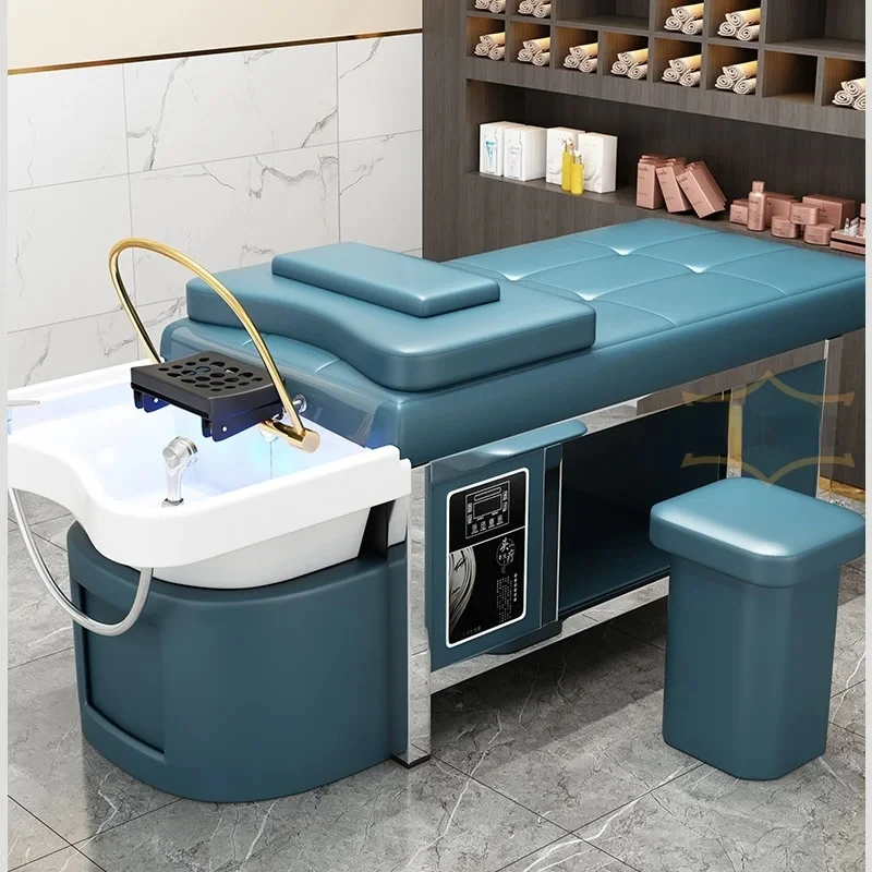 Beauty Lady Salon Furniture Barbershop Washing Basin Bowl Shampoo Chair Hair Spa Head Water Therapy Thai Shampoo Massage Bed