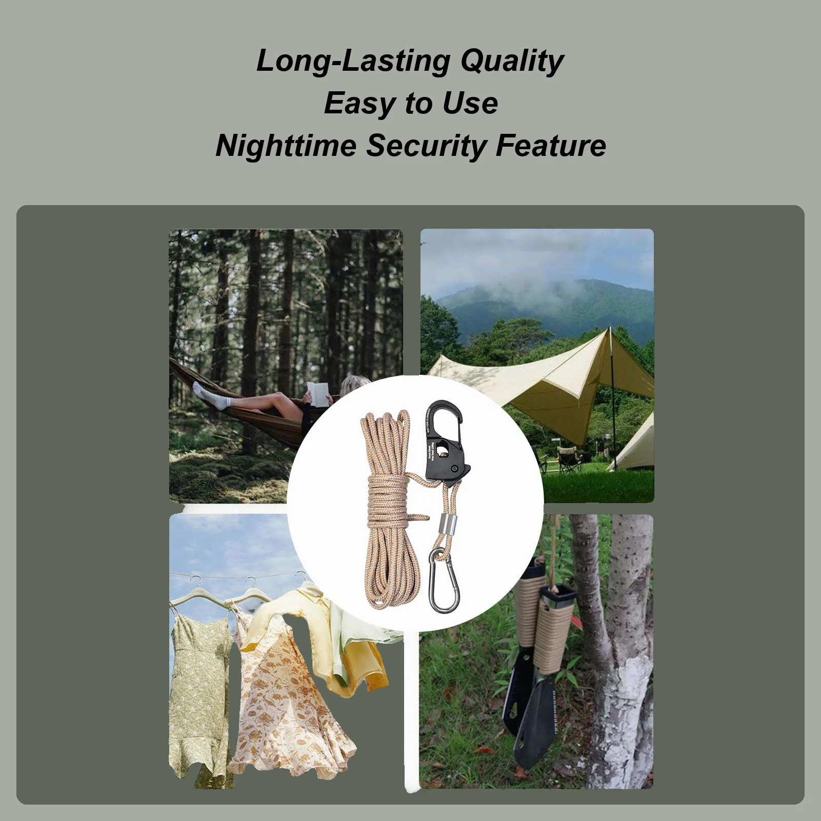 

Уличная веревка, нейлоновые светоотражающие линии, ветровые веревки для палатки с алюминиевыми натяжителями для пеших прогулок, укрытия, альпинизма, каяка, брезента