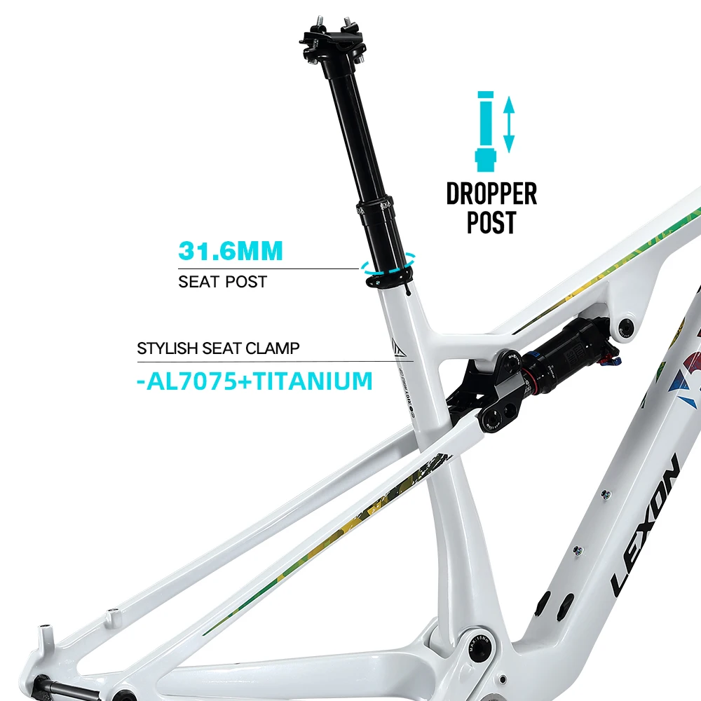 LEXON Riot MTB Bicycle Frame XC Carbon Mountain Frameset Bike Full Suspension 29 Boost frame XC frame Rockshox XDB Cycling Parts