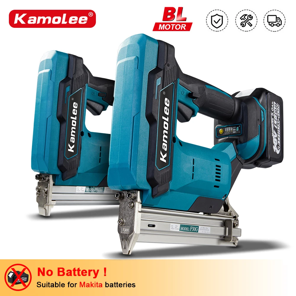 Kamolee 1022J/F30G Brushless Electric Concrete Nail Gun Stapler Nailer Woodworking Lithium Compatible With Makita 18V Battery