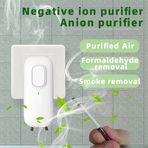 Mini purificador de ânions, purificador de ar plug-in com gerador de íons negativos, removedor de odor para casa, parailte, quartos, banheiros e animais de estimação