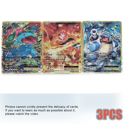 Anime PTCG EX 3PCS Charizard Venusaur Blastoise Cards Japanese Texture Game Hobbies Collection Card Boys Girls Toy Gift