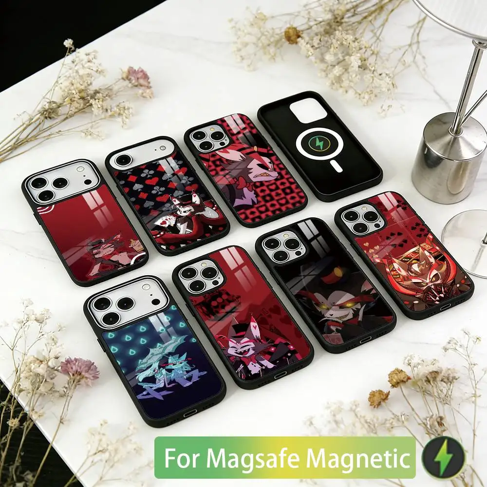

H-Hazbin H-Husk Phone Case For iPhone17,16,15,14,13,12,11 Plus,Pro Magnetic with Magsafe Wireless Charging
